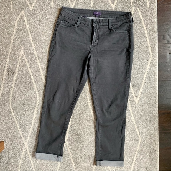 NYDJ Gray Stretch Cuffed Boyfriend Fit Jeans - Picture 1 of 7